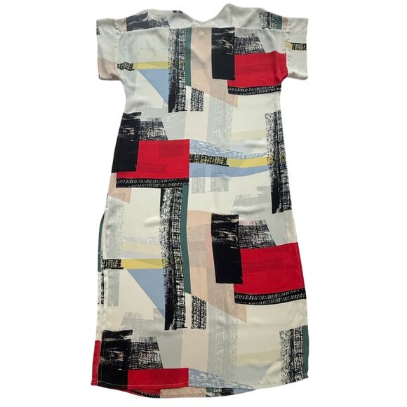 Aritzia Babaton Jessie Abstract Print Midi Dress Short Sleeve Size Small - Picture 2 of 11